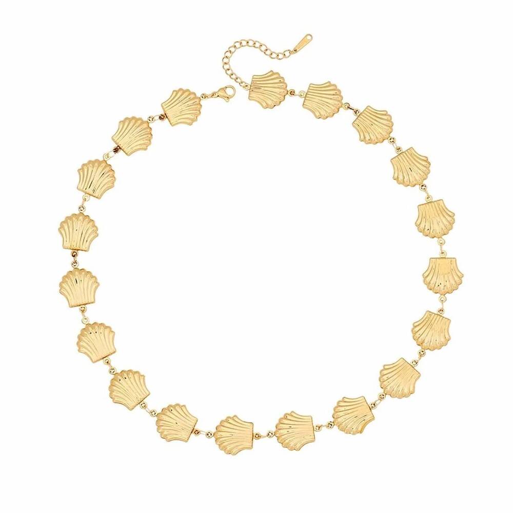 NEW JOSSLYN BY WALL TO WALL women's seashell station necklace in gold